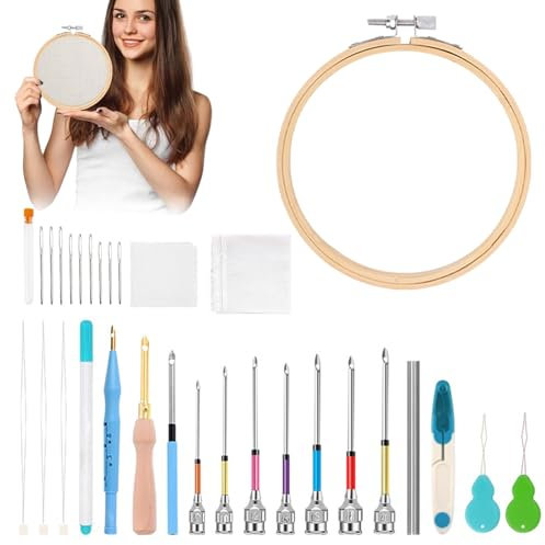 Mihauuke Sticknadelsets Für Erwachsene, Verstellbare Stickwerkzeuge, Präzisions Sticknadel Set Für Nähen, Garn, Kleidung, Bastelprojekte, Steppdecken & Handtücher