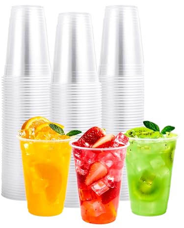 100X Clear Plastic Disposable Drink Cups for Water 7 Oz/180ml Perfect for Drinking Events Home, Parties Picnic and Everyday Use (Pack of 100)
