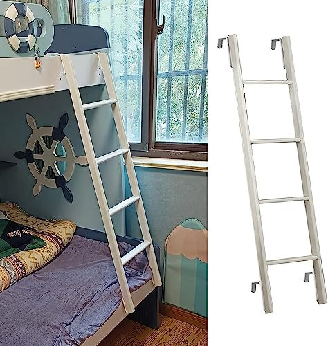 Scaletta regolabile per letto a castello, con due gradini in metallo, con ganci, per camper e camera da letto, lunghezza 116 cm, gradini sicuri per un facile accesso ai letti a castello
