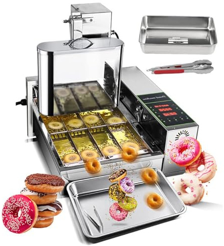 LISTaRSw 2000w Donut Fryer (1750PCS/H) - 5.5l Hopper, Fully Automatic Donut Making Machine (4 Rows), Adjustable Donut Thickness/Size + Auto Flip