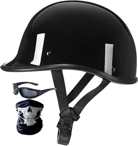 Casco Mezzo Da Motociclista Vintage Caschi Con Occhiali Aperto Jet Caschi Casco A Scodella Motorino Mezzo Elmetto Da Moto Retrò,ECE 22.06 Approved Mezzo Casco Moto Uomo Donna 9,XL/(61~62cm)