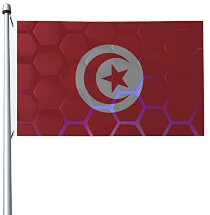 Drapeau De La Tunisie Durable Bannière Colorée Garden Flag Décoration Pour Intérieure Pelouse Porche 90X150Cm
