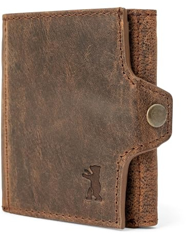 Berliner Bags Vintage Slim Wallet Hamburg, Geldbörse Mini Portmonee aus Leder, Geldbeutel mit TÜV-geprüftem RFID-Schutz, für Herren - Braun