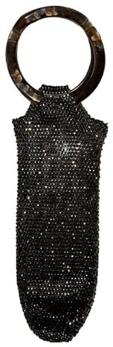 Fizepgo Wine Tote Bag,Rhinestone Storage Pouch with Handle | Mesh Wine Bottle Tote,for Champagne Celebration Party Picnic Dinner Travel Holiday Storage