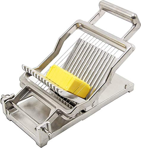 Cortador de queso comercial de acero inoxidable con alambre ajustable y tabla de cortar para queso, mantequilla, verduras, salchichas y hierbas