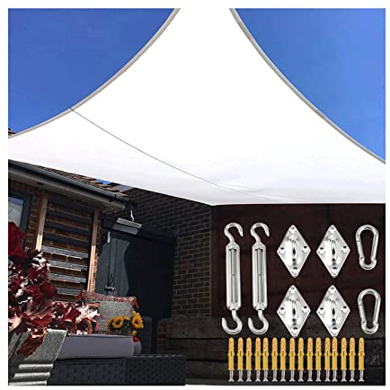 Sun Shade Sail Rectangle White 3x5m UV Block Canopy Awning with Fixing Kit Waterproof Sunscreen for Patio Backyard Garden Deck Pool Outdoor Carport, Easy to Install