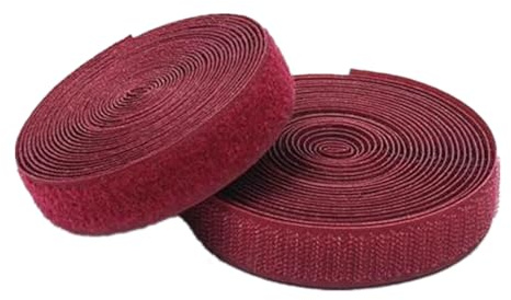 25mm Width Dark Red Sew On Hook and Loop Tape Non-Adhesive Back Nylon Sewing Fastener Strips Interlocking Fabric Tape for Clothing Shoes Backpacks DIY Project