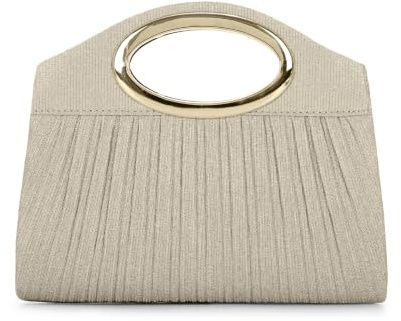Syrads Bolso de Noche Plisado para Mujer con Asa de Anillo, Elegante Cartera de Mano para Bodas, Cócteles, Novias y Baile de Graduación