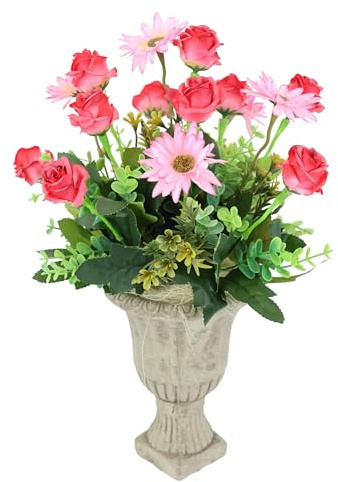 Konstblommor arrangemang, vilda rosor i pokal 37 cm, dekoration, rosor, konstgjorda växter, blommor, gravprydnad, konstgjord sidenblomma, bröllopsdekoration, bukett, bordsdekoration, blomdekoration