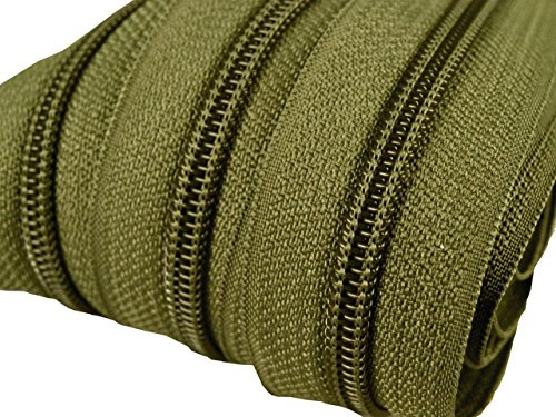 6 m oändlig dragkedja, 5 mm löpskena + 15 dragkedja, metervara, delbar, färgval (olivgrön)