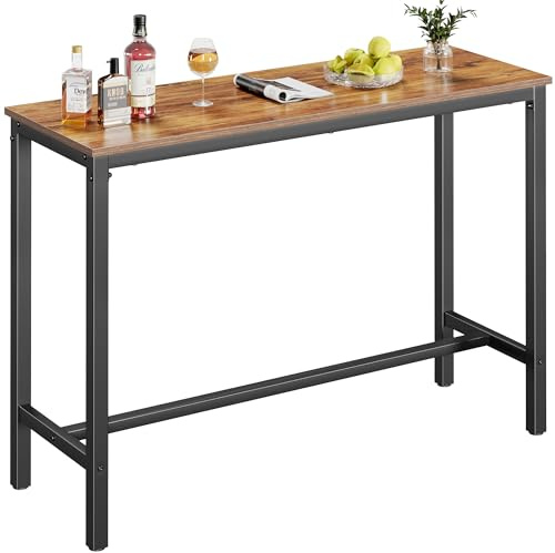 Mr IRONSTONE Bar Table, 47 Pub High Top Table Rectangular Bar Height Table Sofa Console/Dining Coffee Table, for Narrow Space, Living Room, Vintage