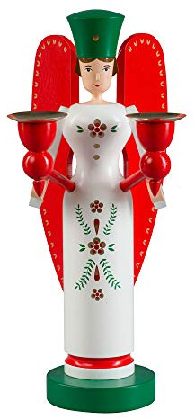 Richard Glässer Seiffen Kerzenhalter Engel, 26 cm hoch, original Erzgebirge #12562