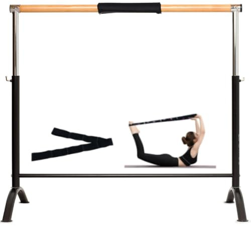 LeStage Ballet Barre - Portable Freestanding Adjustable Training Home Barre - Pro Series Bar with Foam Protector and Elastic Stretching Strap - Black