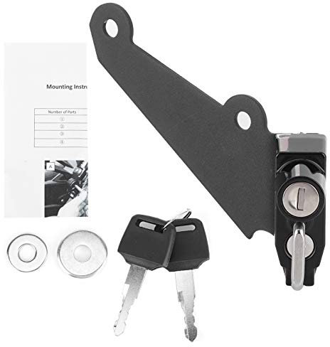 Verrou de casque de moto en alliage d'aluminium Yctze, Kit de verrouillage de casque antivol noir avec joint de montage à 2 clés pour Z1000 / Ninja 1000