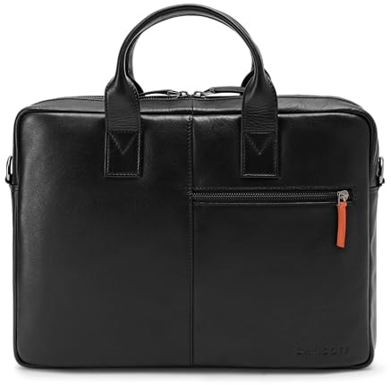 DAVIDOFF ESSENTIALS Herren Aktentasche aus Leder – Schwarz, mit Schulterriemen