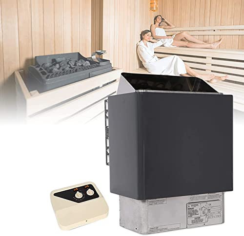 UIGJIOG Riscaldatore a Sauna secca, Stufa elettrica per Sauna, pentola elettrica 220V Sauna, Stufa Sauna con Controller Esterno, 3-6KW Controllo della Temperatura Doppia Doccia a Doppio Doccia,3.0KW