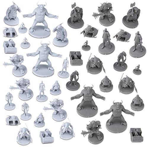 Path Gaming 40 Miniature Monsters Fantasy Tabletop RPG Figures for Dungeons and Dragons Roleplaying Games. 28mm Scaled Miniatures, 10 Unique Designs, Bulk Unpainted, Great for D&D/DND