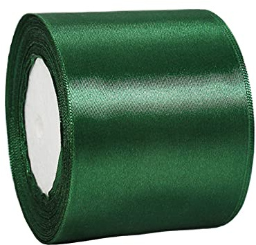 22m Satinband Geschenkband Dunkel Grün 75mm Breit,Auto Seidenband Dick Schleifenband Satin Dekoband Geschenkverpackung Deko Band Stoffband für Halloween Weihnachten Hochzeit Taufe Geburtstag DIY