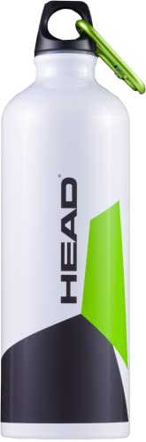 HEAD® Borraccia in Alluminio 750 ml con Tappo in Plastica e Moschettone in Metallo, Verde-Nero
