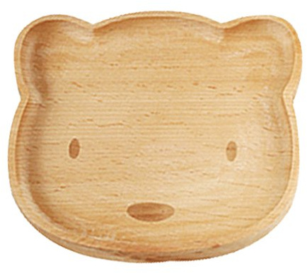 Plateau de service en bois naturel fait à la main pour enfants - Motif ours