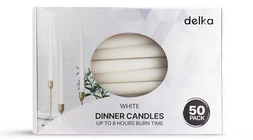 delka Dinner Candles, Tapered 8-Hour Burn Time Dinner Candles, Unscented, Non-drip & Smoke Free, Quality Wax