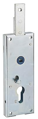 Serratura per porta basculante 1 punto in alto, a cilindro europeo, per garage, 60x160mm, quadro 7mm, zincato - THIRARD