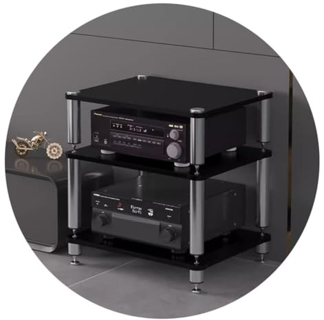 HiFi-Rack AV-Regal 3-stufiger TV-Ständer Multifunktionale MDF-Regale Für AV-Verstärker/Plattenspieler/Sky-Box TV-Ständer HiFi-Rack-Ständerschrank (Color : Schwarz, S : 49 * 48 * 37cm(2Tier))