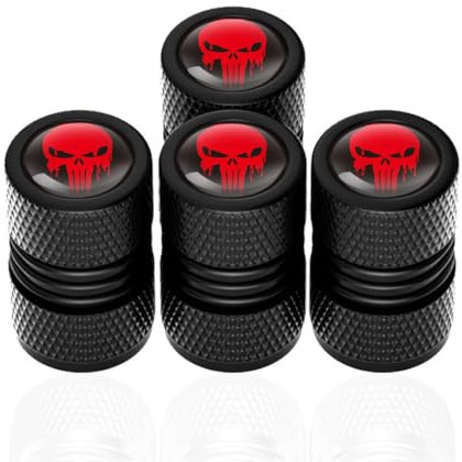 Teegxddy 4 Pezzi Tappi valvole Pneumatici Auto Neri per valvole di Automobili, Moto, rimorchi, Biciclette