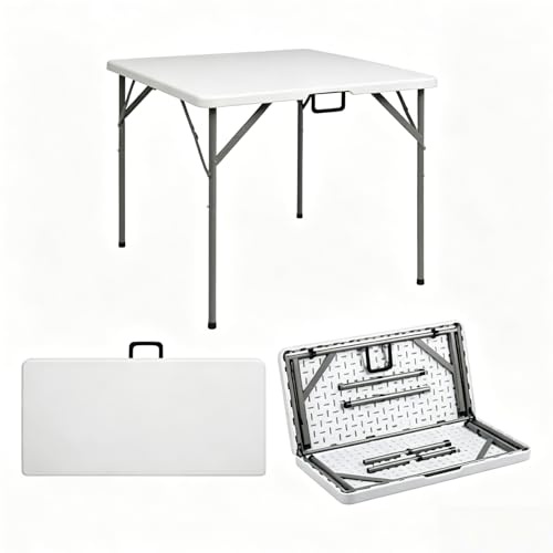 LEADZM Table Pliante, Table Pliante Camping 86x86x74 cm, Stable et Robuste