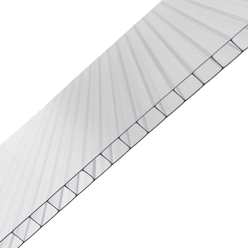 Britshield Clear 16mm Multiwall Polycarbonate Roofing Panel, UV-Protected Hollow Sheet 600x1000mm (Custom Cut to Size Available)