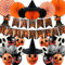 Syoulin Kit Completo de Decoración de Halloween | Con Guirnalda de Calabazas, Abanicos de Papel, Globos de Cara Aterradora, Pancarta de Fiesta | Para Interior y Exterior