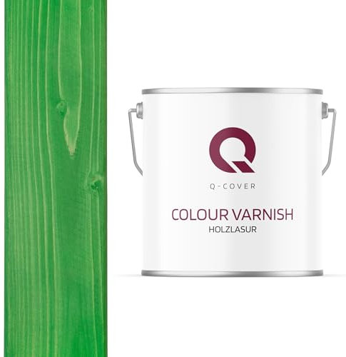 Q-Cover Holzlasur Minzgrün 6029, 5L (ca.25m²-1 Anstrich) Satin Holzschutz Holzschutzlasur Lasur Wasserbasierte Innen Außen Lasur Abperleffekt Für Holz