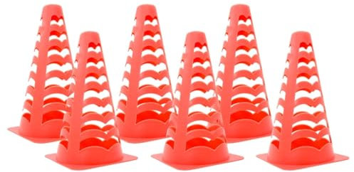 vidaXL Fotbollskoner 6 st stapelbara orange 13x13x22,5 cm, fotbolls koner, träningskoner, koner, träningskon, kon, markeringskon, markeringskoner