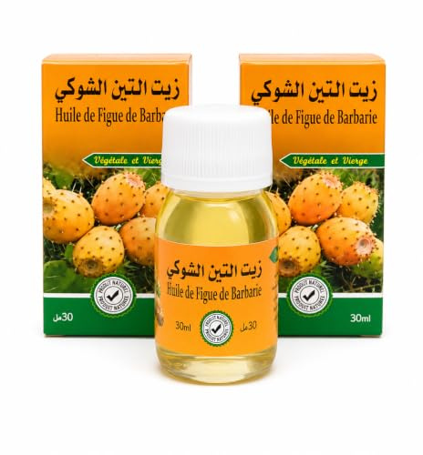 Huile de Figue de Barbarie Pepins Pure et Naturelle, Lot De 2 x 30 ml, Nourrit et Hydrate la Peau
