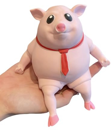 Oumun Pink Animal Piggy Stress Toys, Squishy Pig, Stress Relief, Squeeze Toy, Soft, Small, Unisex, Adult