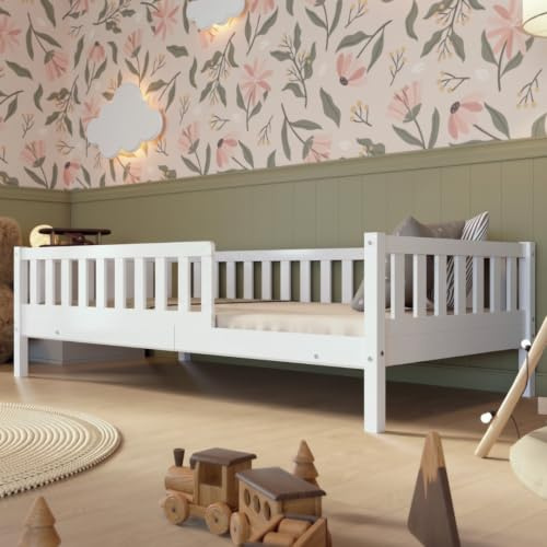 Crazy Pine Montessori Kinderbett Crazy Basic 100x200 cm - 19 cm Füße - Weiß