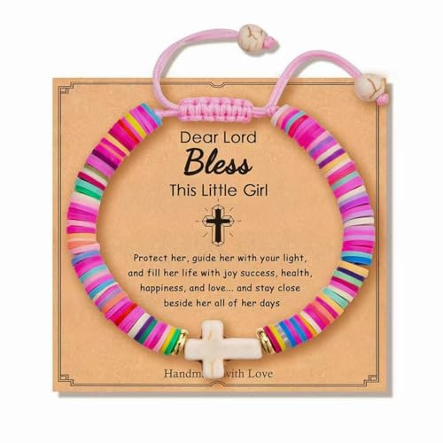 OVIFICEA Christening Gifts Cross Bracelet for Girl, First Communion Baptism Confirmation Gifts for Boys, Teen Girl Gift Trendy Stuff, Daughter, Granddaughter,Godchild,Niece,Sister