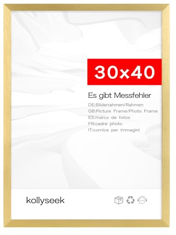 kollyseek Bilderrahmen 30x40cm Golden mit Acrylglas Metallisches Muster Picture frame Posterrahmen Fotowand