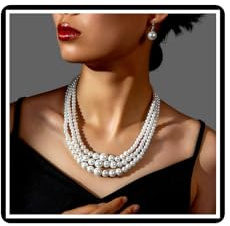 Faruodis Perlenkette Ohrringe Sets Vintage Hochzeit Braut Kunstperle Stränge Perlen Kragen Halskette Kette Schmuck Sets für Damen Frauen (Weiß)