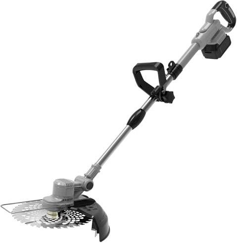 Rasentrimmer mit Akku 21V Freischneider mit Unkrautbürste Bürstenloser Akku Freischneider 4 in 1 Multitool Rasentrimmer mit Messer Freischneider Elektro Teleslopstiel für Garden, Trimmen (Grau)