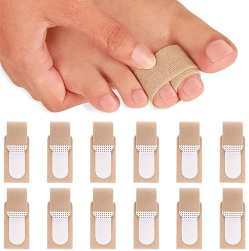 AFCJLTO 12 Piezas Envolturas para los Dedos, Separador Dedos, Protectores Dedos Pie, Ferula Dedo Martillo,férula para dedos de los pies, vendajes para corregir dedos en martillo(S)