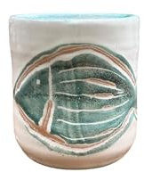 AmarcordRomagna Bicchiere in Ceramica fatto a mano con pesce saraghina verde acqua