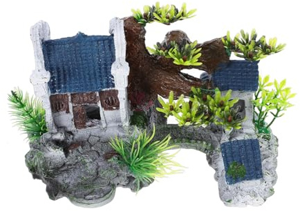 Hemobllo Décoration de Bassin Poissonnière Maison Résine pour Aquarium Ornement Naturel Danger Cachette pour Poissons