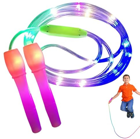 Cuerda De Saltar Para Mujeres,Cuerda De Saltar Recargable Con Luces LED | Con Amortiguación Multicolor Para Adultos Niños Entrenamiento Interior Exterior