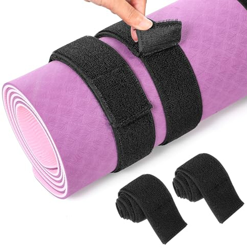 APLZGMG 2 Pcs Heavy-Duty Yoga Mat Strap, Adjustable Yoga Mat Strap Holder, Elastic Heavy-Duty Bungee Straps Band Fits Most Size Workout, Exercise, and Pilates Mats(23.6 L x 2 W)