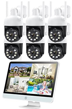 ERETYRET Di Telecamere IP WIFI PTZ Kit Di Sorveglianza Wireless Protezione Di Sicurezza Monitor Remoto 8CH NVR Visione Notturna Facile Da Installare(3T,8 CH NVR 6 Cameras)