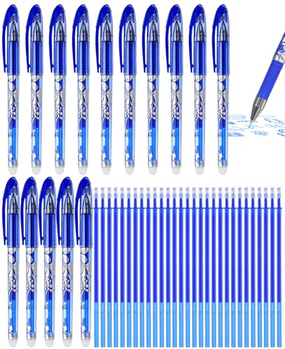 ALONK 45 Stück Radierbarer Kugelschreiber, 15 Blau Radierbare Stifte mit 30 Nachfüllungen, 0.5mm Nachfüllbarer Radiergummi Stift für Büro, Schule und Studenten