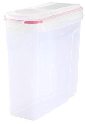 WOVEBIUS Plastic Cereal Storage Container 4L Buckle Airtight Dry Food Dispenser Snacks Fresh Keeping Box,Pink