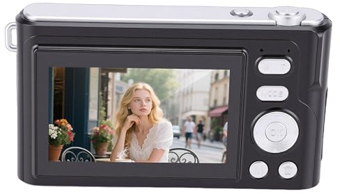 Annadue Fotocamera Digitale 4K, Fotocamera da Viaggio Compatta da 64 MP con Touch Screen da 3 Pollici, Zoom Ottico 5X, Specchio Frontale HD, Anti-vibrazione per Fotografia, Principianti (BLACK)