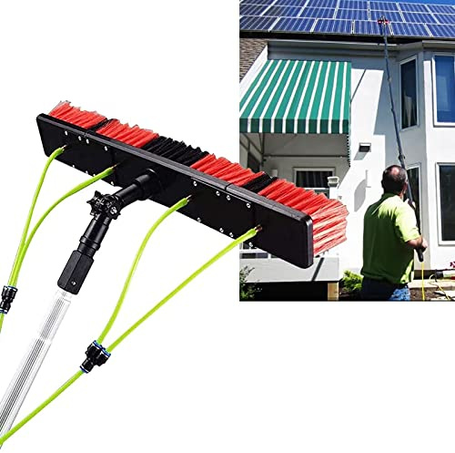 Teles - Barra de limpieza de ventanas con suministro de agua y manguera, sistema de limpieza de paneles solares de alto alcance para uso doméstico y exterior